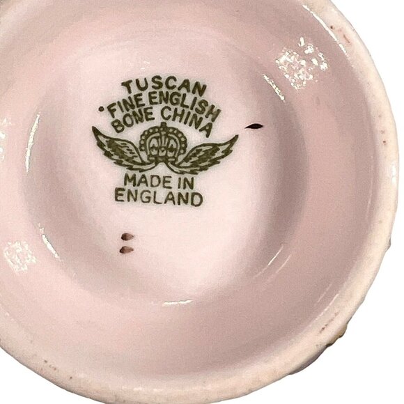 Vtg Tuscan Hand Painted Pink Floral Tea Cup Saucer English Pedestal Gold Trim - Picture 10 of 13